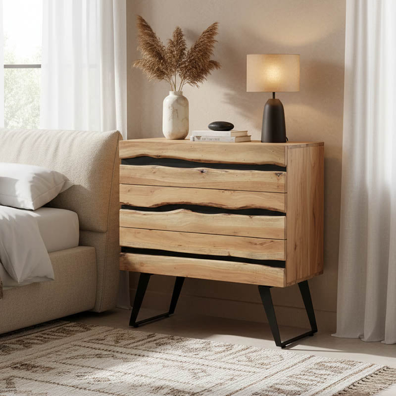 Comoda cu spatiu de depozitare Imena, lemn masiv de acacia, nuanta Naturala, 80x38x87 cm, imagine suplimentara