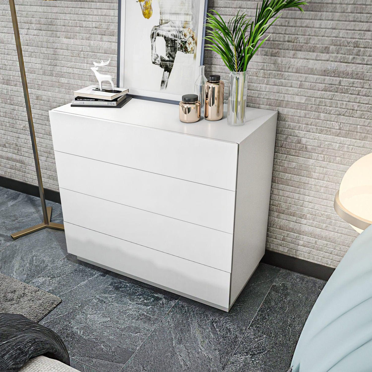 Comoda Evate, Alb, 90x82x45 cm