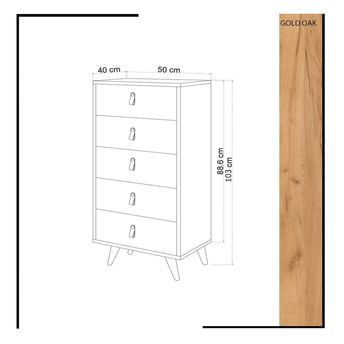 Comoda Frenzu, Stejar, 50x103x40 cm