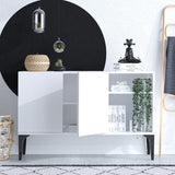 Comoda Galaxy cu 2 usi si Rafturi, Alb, 120x80x40 cm