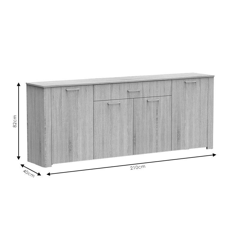 Comoda Kinley, sonoma - negru, 210x40x82 cm - Negru
