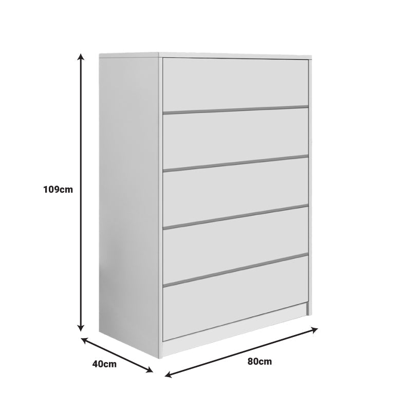 Comoda Kuanger, Alb, 80x40x109 cm