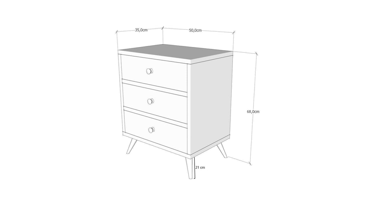 Comoda Liza, Alb, 50x68x35 cm