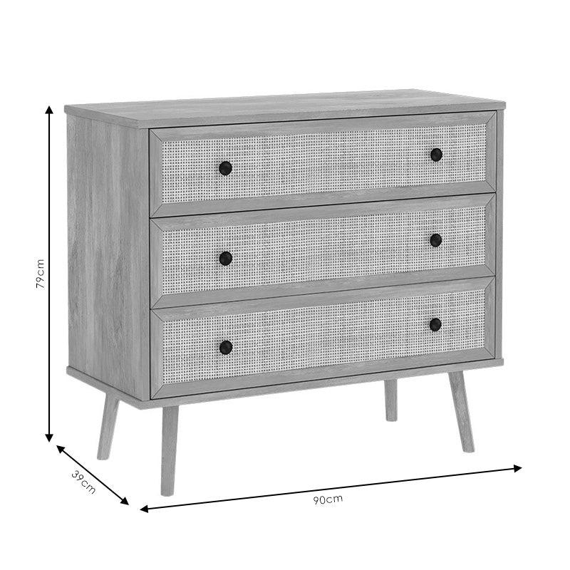 Comoda Oslo cu 3 sertare, Sonoma, 90x39x79 cm