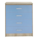 Comoda pentru copii cu 4 sertare Sertar Looney, castillo-albastru, 80x40x95 cm