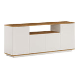 Comoda Placefol, alb - natural, 180x44x75 cm