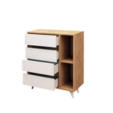 Comoda Tsela, 4 Sertare, 2 Rafturi, Stejar, 70x86x40 cm