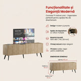 Comoda TV TVC-740-FF-1 Home Collection® Luna, Stejar, 180x63x42 cm