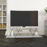 Comoda Tv Alparslan cu Raft, Alb - Gri, 120x33x33 cm - Alb