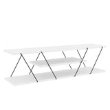Comoda Tv Alparslan cu Raft, Alb - Gri, 120x33x33 cm - Alb