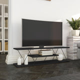 Comoda Tv Alparslan cu Raft, Alb - Gri, 120x33x33 cm - Gri
