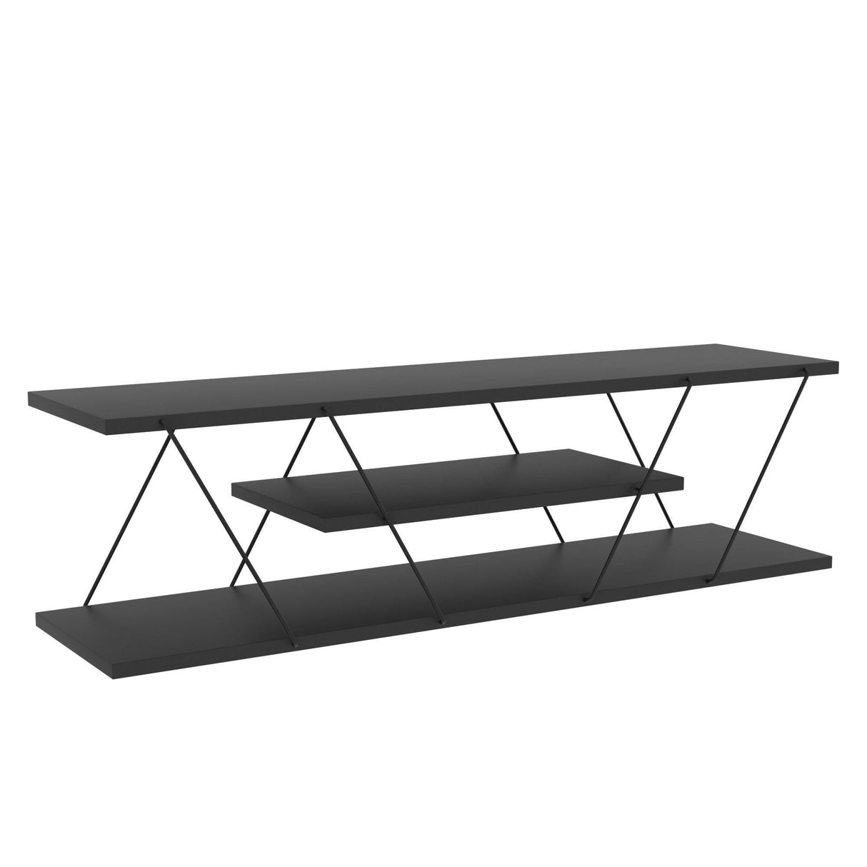Comoda Tv Alparslan cu Raft, Alb - Gri, 120x33x33 cm - Gri