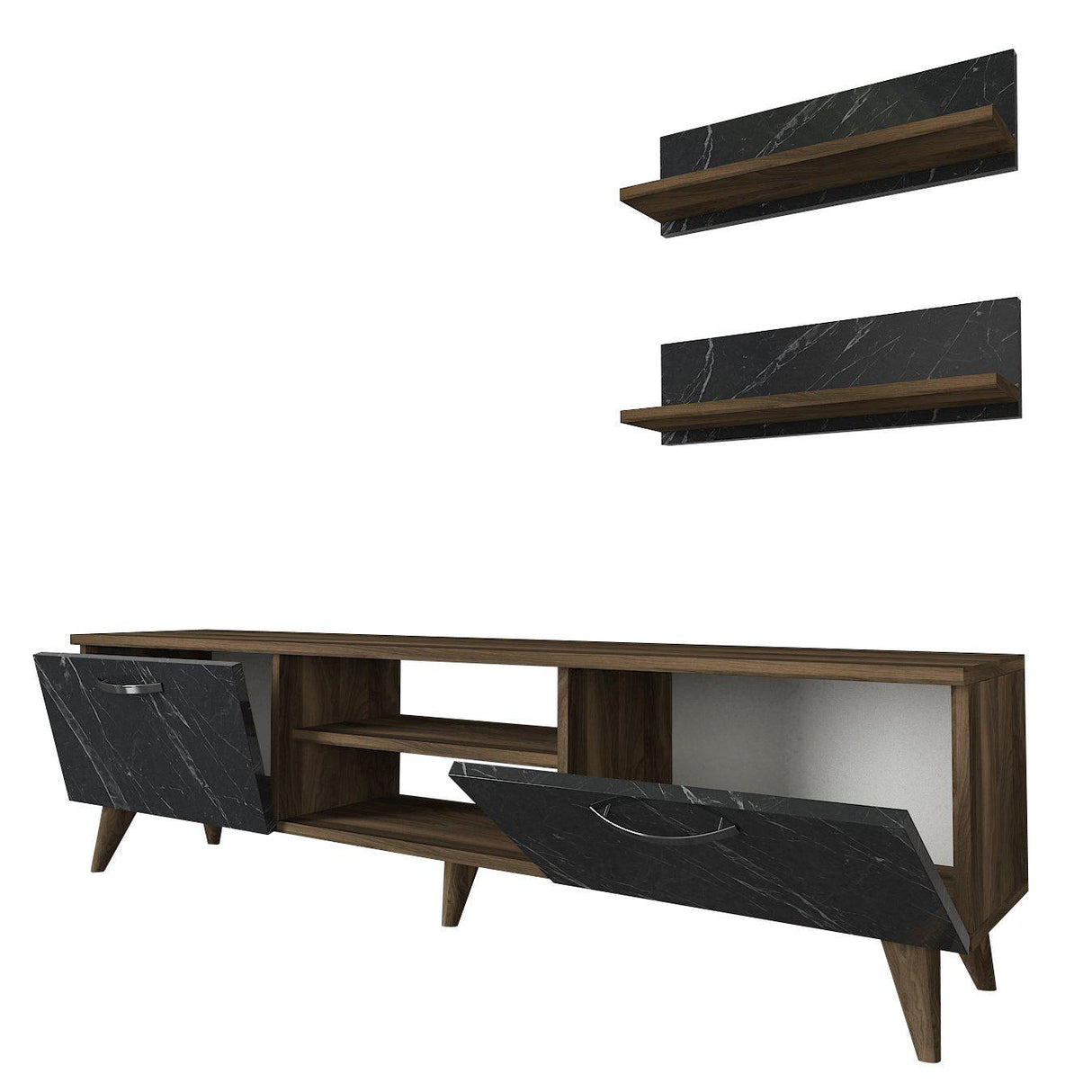 Comoda Tv Ayden - Marble, Nuc, 150x40x30 cm