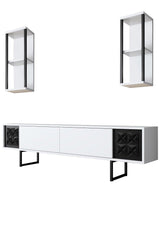 Comoda TV Black Line TV Stand Stylish, Gri, 180x30x18 cm - Alb negru