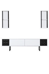 Comoda TV Black Line TV Stand Stylish, Gri, 180x30x18 cm - Alb negru