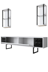 Comoda TV Black Line TV Stand Stylish, Gri, 180x30x18 cm - Alb negru