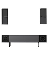 Comoda TV Black Line TV Stand Stylish, Gri, 180x30x18 cm - Negru Antracit