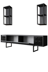 Comoda TV Black Line TV Stand Stylish, Gri, 180x30x18 cm - Negru Antracit