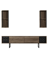 Comoda TV Black Line TV Stand Stylish, Gri, 180x30x18 cm - Nuc Negru