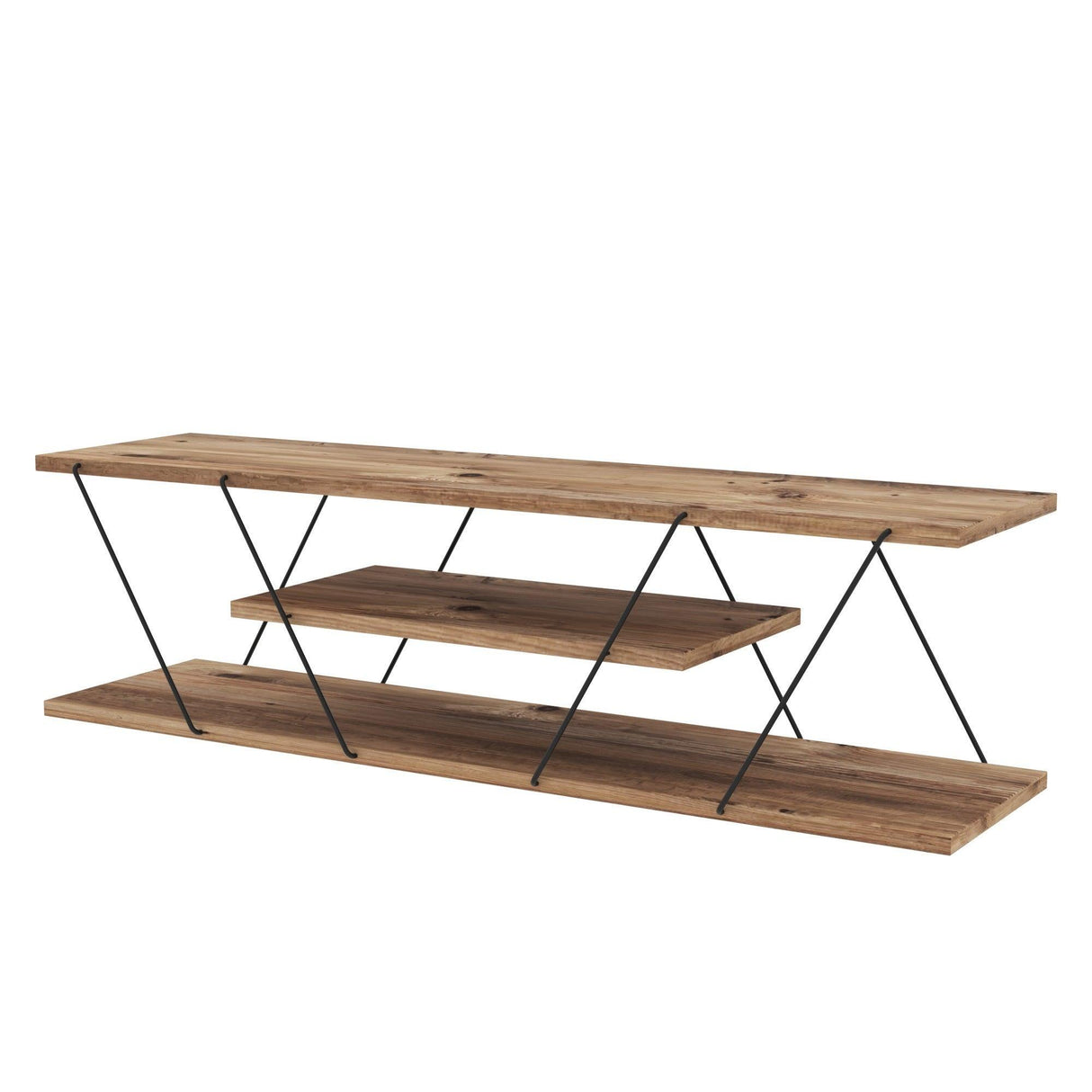 Comoda TV Canaz Negru-Walnut, Stejar - Galben, 120x33x33 cm - Negru