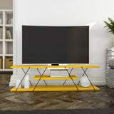 Comoda TV Canaz Negru-Walnut, Stejar - Galben, 120x33x33 cm - Galben