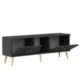 Comoda TV Cey - Anthracite, Gri, 45x30x120 cm