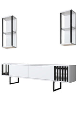 Comoda Tv Chrome Line Tv Stand Stylish, Gri, 180x30x18 cm - Alb