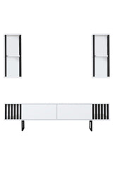 Comoda Tv Chrome Line Tv Stand Stylish, Gri, 180x30x18 cm - Alb