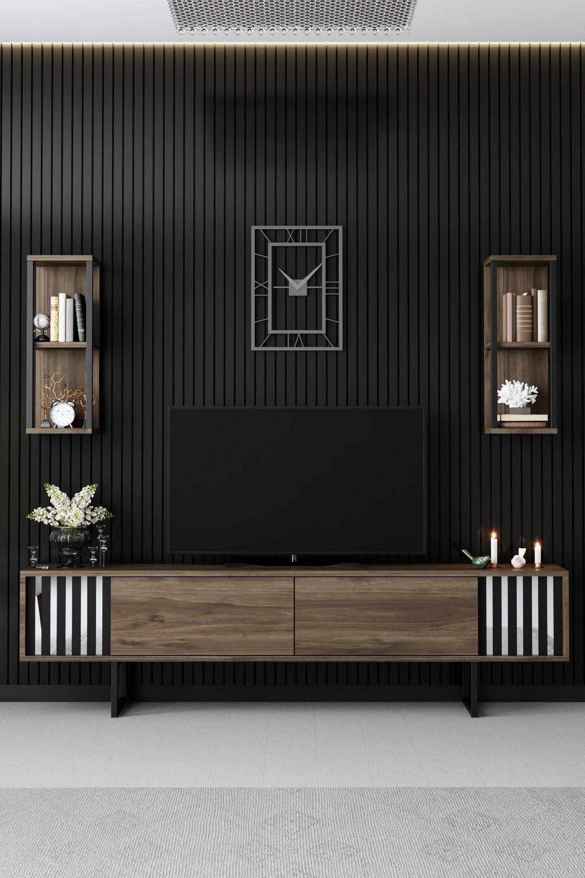 Comoda Tv Chrome Line Tv Stand Stylish, Gri, 180x30x18 cm - Maro