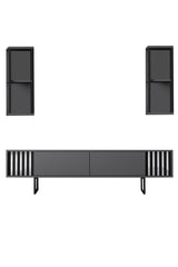 Comoda Tv Chrome Line Tv Stand Stylish, Gri, 180x30x18 cm - Negru