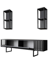 Comoda Tv Chrome Line Tv Stand Stylish, Gri, 180x30x18 cm - Negru