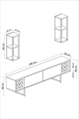 Comoda Tv Chrome Line Tv Stand Stylish, Gri, 180x30x18 cm - Maro