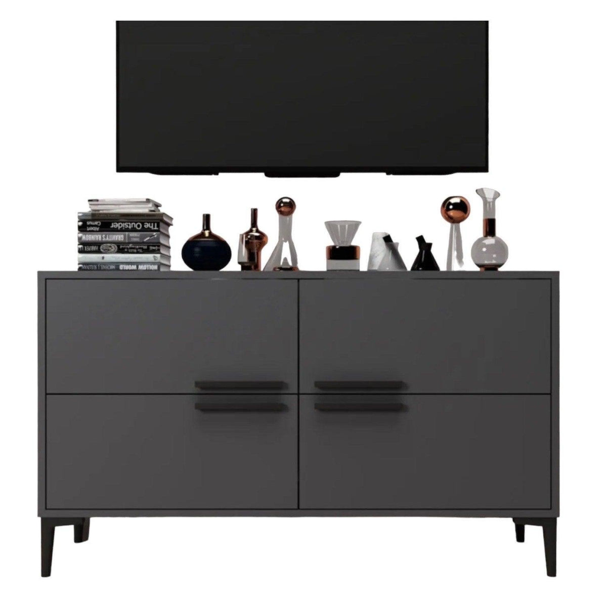 Comoda TV Ctn - Anthracite, Gri, 75x30x120 cm