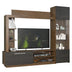 Comoda TV cu biblioteca June, Nuc - Stejar, 204x35x177 cm