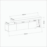 Comoda TV cu Led Beliz, Alb - Antracit - Nuc, 192x53x37 cm - Antracit