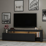 Comoda TV cu Led Beliz, Alb - Antracit - Nuc, 192x53x37 cm - Antracit