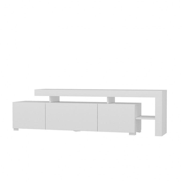 Comoda TV cu Led Beliz, Alb - Antracit - Nuc, 192x53x37 cm - Alb