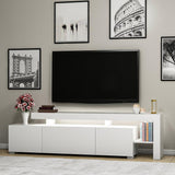 Comoda TV cu Led Beliz, Alb - Antracit - Nuc, 192x53x37 cm - Alb