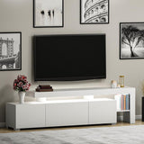 Comoda TV cu Led Beliz, Alb - Antracit - Nuc, 192x53x37 cm - Alb