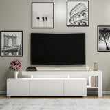 Comoda TV cu Led Beliz, Alb - Antracit - Nuc, 192x53x37 cm - Alb