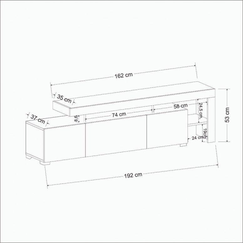 Comoda TV cu Led Beliz, Alb - Antracit - Nuc, 192x53x37 cm - Alb