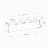 Comoda TV cu Led Beliz, Alb - Antracit - Nuc, 192x53x37 cm - Alb