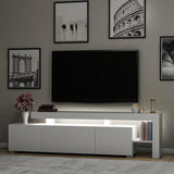 Comoda TV cu Led Beliz, Alb - Antracit - Nuc, 192x53x37 cm - Alb
