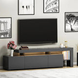 Comoda TV cu Led Beliz, Alb - Antracit - Nuc, 192x53x37 cm - Antracit