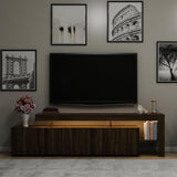 Comoda TV cu Led Beliz, Alb - Antracit - Nuc, 192x53x37 cm - Nuc