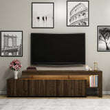 Comoda TV cu Led Beliz, Alb - Antracit - Nuc, 192x53x37 cm - Nuc