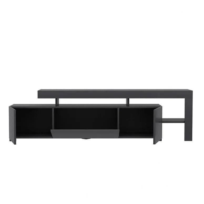 Comoda TV cu Led Beliz, Alb - Antracit - Nuc, 192x53x37 cm - Antracit