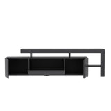 Comoda TV cu Led Beliz, Alb - Antracit - Nuc, 192x53x37 cm - Antracit