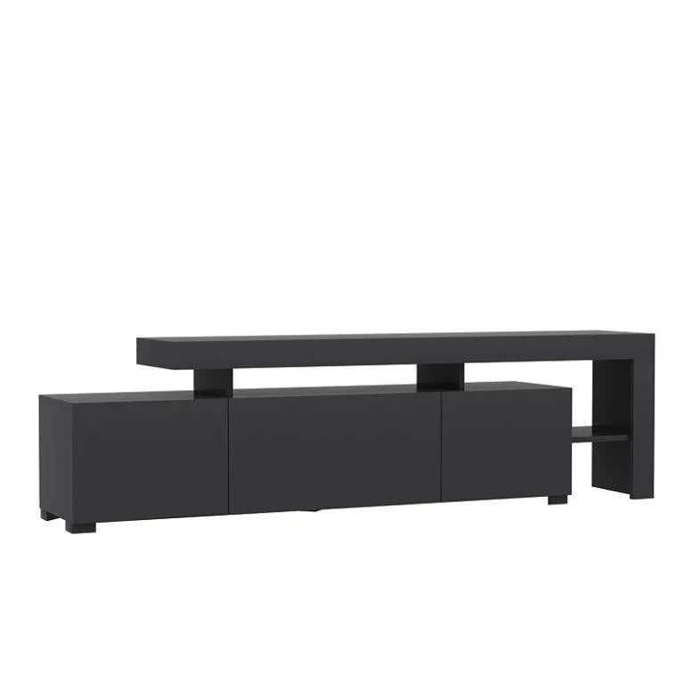 Comoda TV cu Led Beliz, Alb - Antracit - Nuc, 192x53x37 cm - Antracit