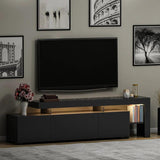 Comoda TV cu Led Beliz, Alb - Antracit - Nuc, 192x53x37 cm - Nuc